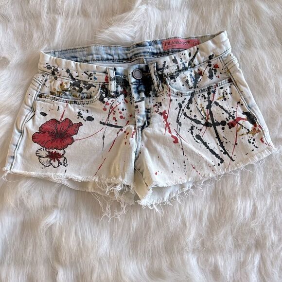 BlankNyc Dripping Paint Denim Shorts (8) - Picture 1 of 6